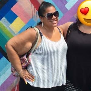 TORRID: White & Navy Blue tank